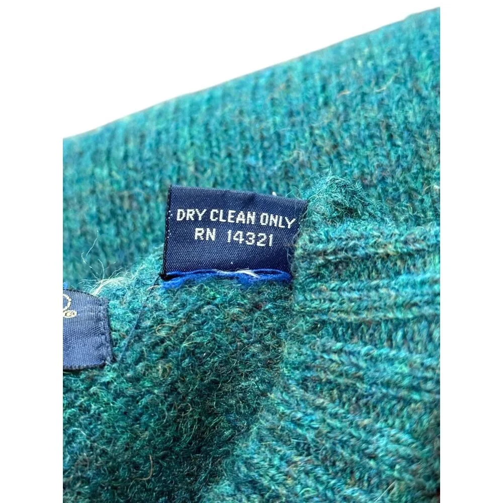Vintage Puritan Moorings Mens Size L Wool Sweater Plaid Green Red Blue Grandpa - Picture 6 of 6